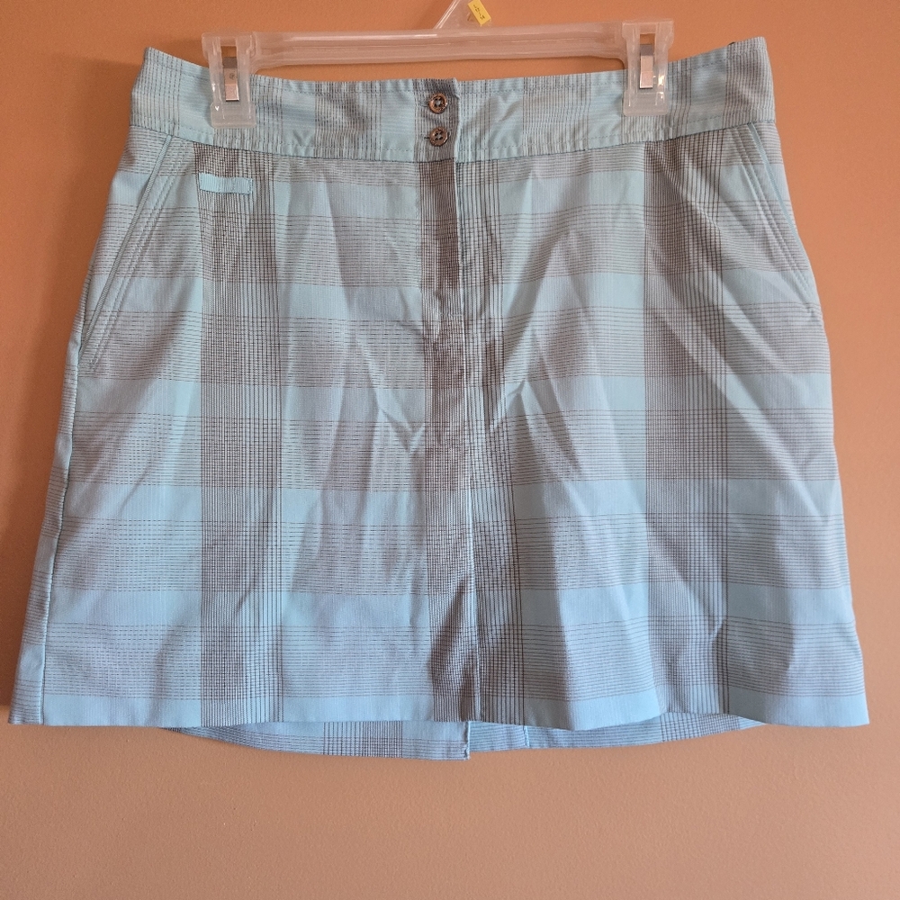 Izod XFG Cool FX Mint Green Plaid Athletic Golf Skort, 4
